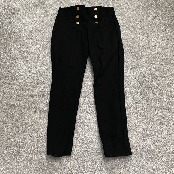 Zara Pants - Zara Pull On Cropped Jegging Pants Womens Medium Black Buttons Stretch 26x23